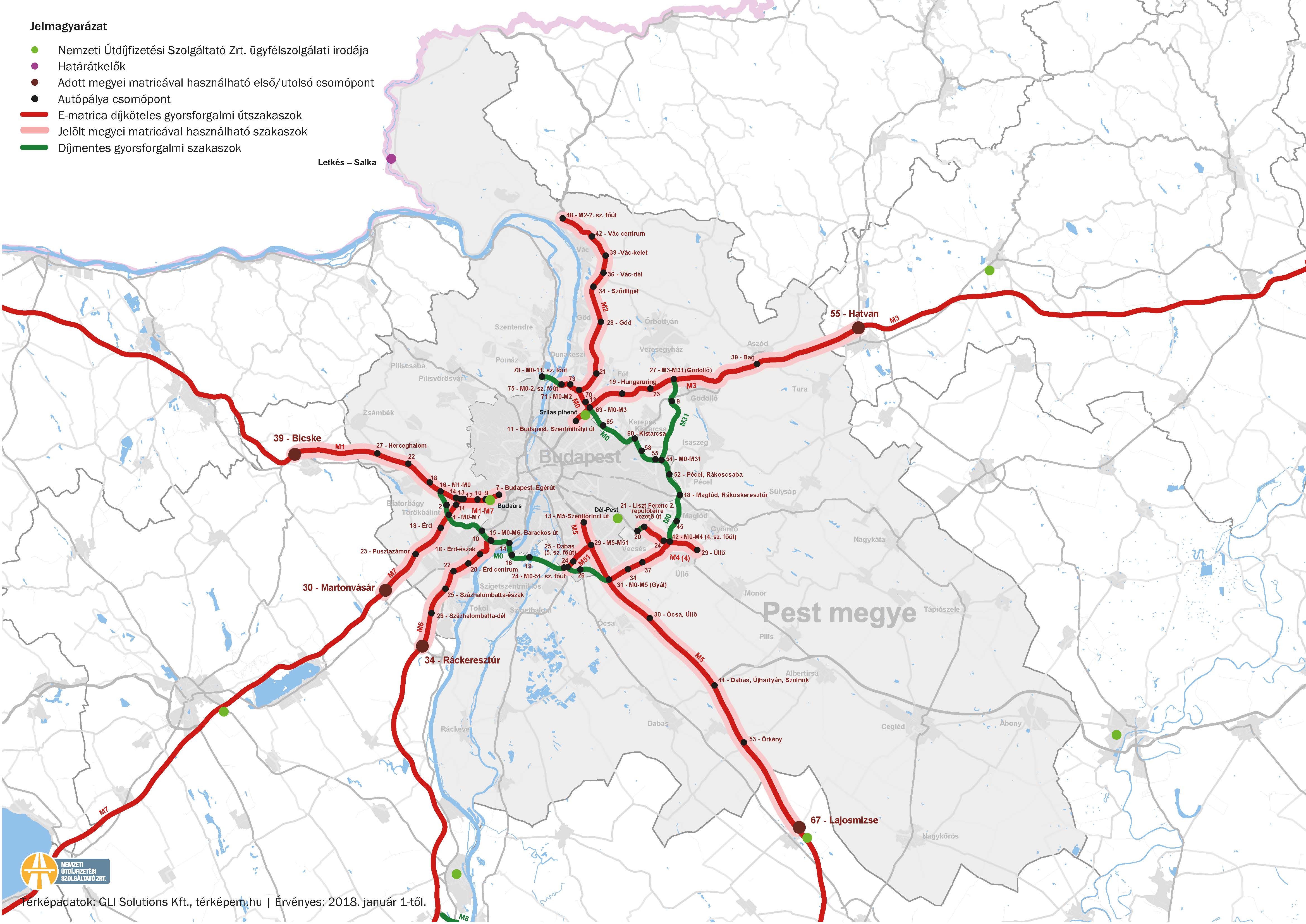 budapest és pest megye térkép Pest megyei fizetős utak térképe | ZSEBREMEGY.HU