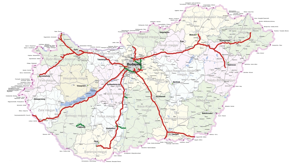 Fizetős utak térképei – 2020-ban melyik megyében hol kell fizetni ...